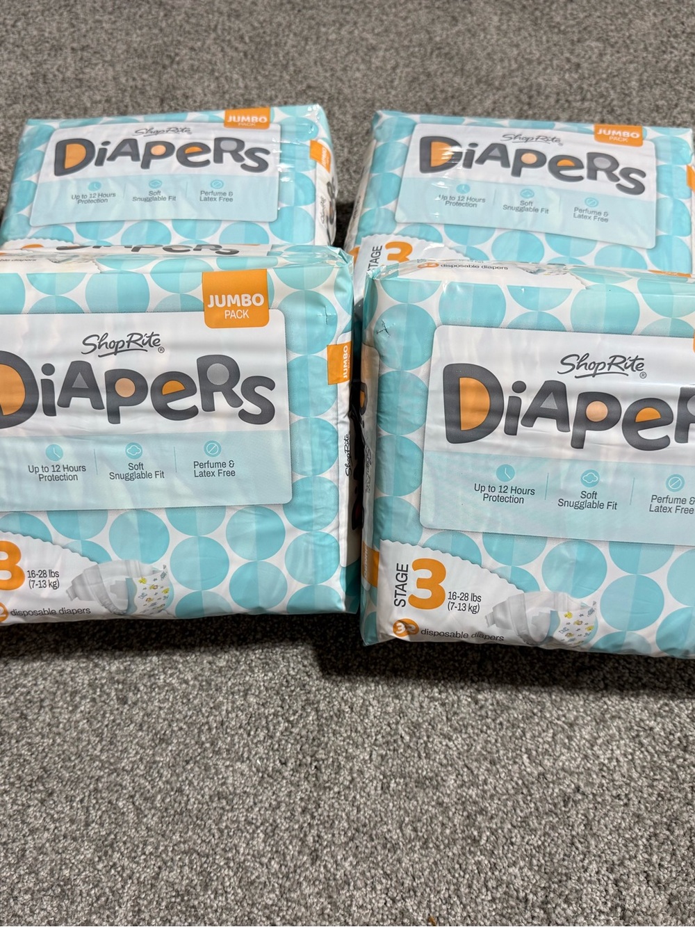 4 Packs - Shop Rite Stage 3 Disposable Diapers (16-28 lbs) —> (128 Total)